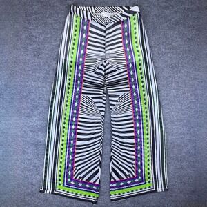 Bisou Bisou Michele Bohbot Wide Leg‎ Mesh Pants Geometric Print Festival Funky M